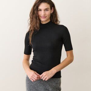 Marine Layer Lexi Ribbed Mock Neck Top, Orange